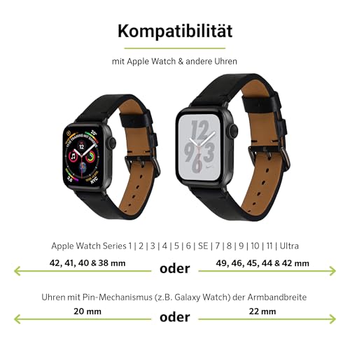 Artwizz WatchBand Leather kompatibel mit Apple Watch Series 11-1 & SE (42/41/40/38mm)… – Ansicht 3