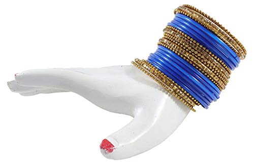 Image of NMII Glass With Zircon Gemstone Studded Worked and Ball Chain Or Plane Gloosy Finished Bangles Set For Women and Girls