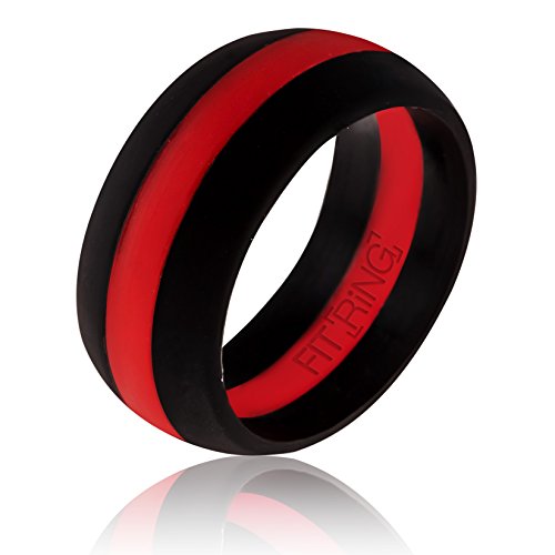 Men's Silicone Wedding Ring by Fit Ring ® Premium Medical Grade Rubber Wedding Band Comfortable Fit for Active Guys Safe Sleek Durable and Timeless Design
