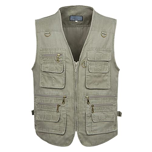 Gilet décontracté sans manches pour homme Kelsiop veste d'été en coton kaki taille XL
