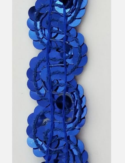 1 Pcs 1" Royal Blue Scroll "S" Sequin Trimming 10 Continuous Yards -Rk5
