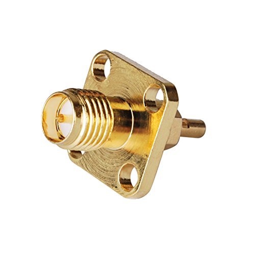 5pcs Rf Wire Coaxial Cable Terminal Copper Alloy Connector Rp-SMA Jack 4-Hole Flange Panel Solder for 1.13mm Ships from USA