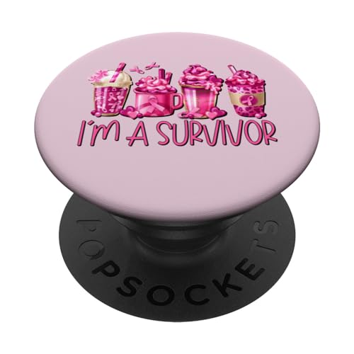 Im A Survivor Pink Ribbon Coffee Mugs Breast Cancer Survivor PopSockets PopGrip Adhesivo