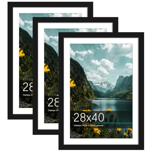 Image of Picrit 28x40 Black Poster Frame, Picture Frame for Wall, 3 Pack
