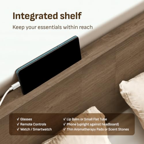 Image of Softa Venso King Solid Wood Bed Frame with Headboard, 1100 Lbs Heavy Duty Rubberwood Platform Bed, 15-Min Tool-Free Assembly, Quiet Stable Support, Japanese Japandi Design, No Box Spring Needed