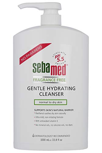 Sebamed Fragrance-Free Gentle Face and Body Hydrating Cleanser pH 5.5 Dermatologist Recommended Ultra Mild Formula for Normal To Dry Sensitive Skin 33.8 Fluid Ounces (1 Liter)