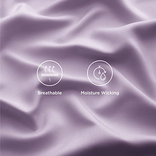 Image of Bedsure California King Sheet Sets, Cooling Sheets for Hot Sleepers, Rayon Derived from Bamboo, PureWoven, Breathable & Soft, Deep Pocket Up to 16 Inches, Hotel Luxury Silky Bedding, Lilac