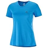 Lieferumfang: 1 x Salomon Damen Kurzarm-Sportshirt, XA TEE, Material: Polyester/Elasthan, Farbe: Blau (Blithe), Größe: L, LC1027700