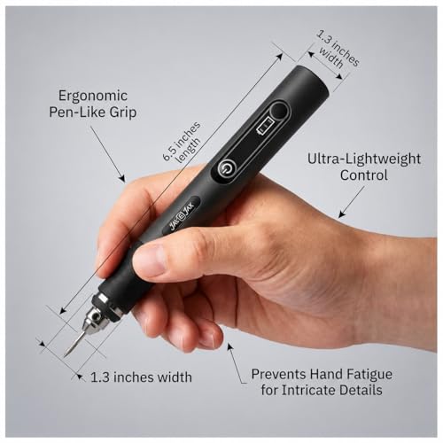 Image of Jas & Jax Matte Black Engraving Pen - Portable Cordless Tool for DIY Projects & Creative Personalization - Beginner Friendly - USB Rechargeable - 54 Accesories