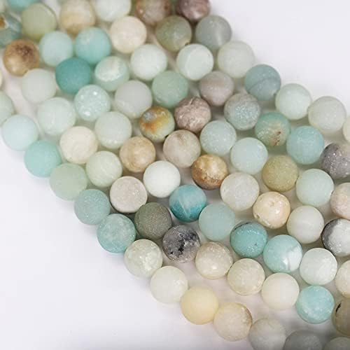 Matte Amazonite 8mm Natural Gemstone Beads for Making Jewellery Energy Healing Crystals Jewelry Chakra Crystal Jewerly Beading supplies 15.5inch About 46-48 Beads - 3