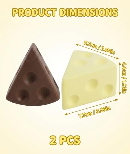 Image of 2Pcs Cheese Squishy, Taba Squishy, Dumpling Squishy-Stretchy Food-Shaped Sensory (Yellow and Brown)