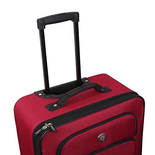 Travelers Club Genova 4-Piece Softside Upright Luggage Set, red