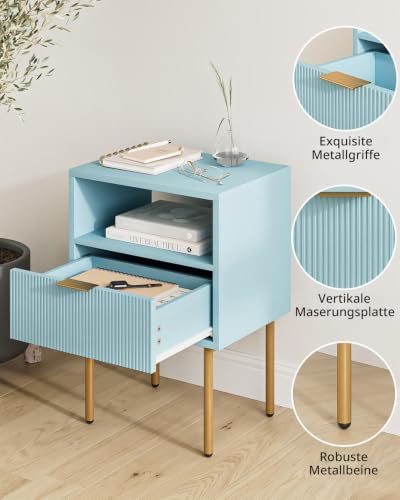 HEYZOEY Nachttisch, Nachtschrank mit 1 offenen Ablagen und 1 Schublade, Modern Nachtkästchen, Boho Nachtkommode für Schlafzimmer… – Ansicht 6