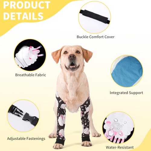 Image of LovinPet Dog Elbow Protector Anti-Licking Elbow Sleeve, Adjustable, Comfortable & Durable Front Leg Guard for Medium to Large Dogs, Prevents Licking and Chewing,Dog Sleeve,Dog Leg Sleeve,Pink