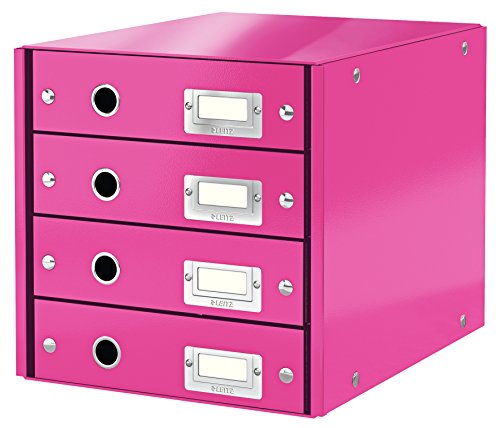 Leitz Drawer Cabinet, 4 Drawers, A4, Click and Store Range 60490023 - Pink