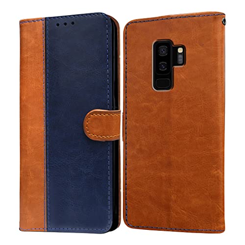 Image of Flip Cover Back Case for Samsung Galaxy S9 Plus | Premium Leather Finish | Inbuilt Pockets & Stand | Flip Cover Back Case for Samsung Galaxy S9 Plus (CamelBlue)