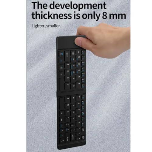 Image of Portable Wireless Bluetooth Folding Keyboard Ultra Slim Pocket Size, Bluetooth Wireless, for iOS, Android and Windows Tabs, Smartphones (QWERTY Folding Keyboard)