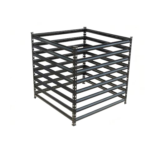 Relaxdays Metal Garden Composter, Leaf & Lawn, 90x90x90 cm, 729L, Galvanised Steel, Black