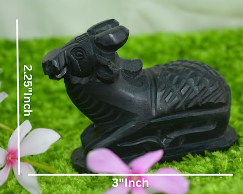 Estatua Nandi de Piedra Húmeda para Decoración y Puja miniatura 2