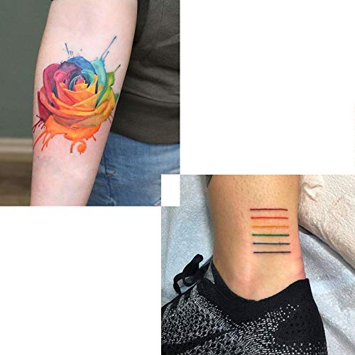 Ooopsi 140Pcs Colorful Temporary Tattoos - Rainbow Lips Butterfly Rose Heart Tattoo Body Stickers - Rainbow Pride Tattoos Pride Equality Parades Celebrations (9 Sheets) #TOP5