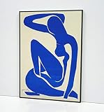  Henri Matisse Blue Nude I 1952 Cuadro Enmarcado- Enmarcado en Moldura de Aluminio Mate Color a Elegir- Montaje en Panel Adhesivo (Foam)- Laminado en Mate (Sin Cristal)(50x70cm,Negro)