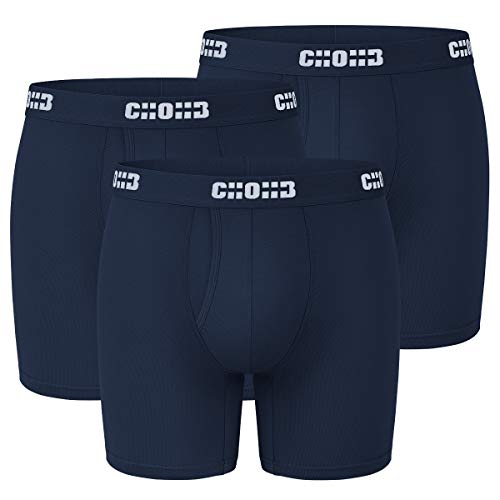 CHOHB Mens Underwear Lenzing Micro Modal 3 Pack Mens Boxer Briefs Open Fly Underwear for Men, Navy-L