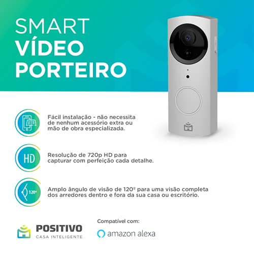 Smart Vídeo Porteiro Wi-Fi Positivo Casa Inteligente, Indoor e Outdoor, 720p HD, 30 FPS, áudio bidir
