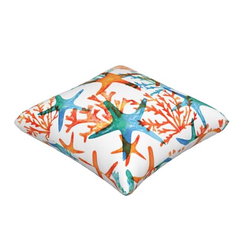 Housse de coussin imprimé corail et étoile de mer pour canapé