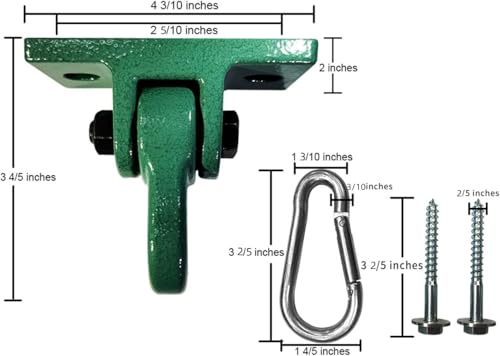 Image of ABUSA Heavy Duty Green Swing Hangers Screws Bolts Included Over 5000 lb Capacity Playground Porch Yoga Seat Trapeze Wooden Sets Indoor Outdoor (4 Pack)