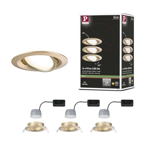 92406 Faretto da incasso LED 3-Step-Dim Nova Angolo rotondo 84 mm 50° 3 x 6 W 3 x 470 lm 230 V dimmerabile 2700 K Oro opaco