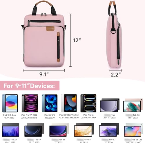 Image of 9-11 Inch Tablet Sleeve Bag, Padded Protective Travel Carrying Case for iPad A16 2025, iPad Air 11 inch M3 M2, iPad Pro M5 /M4 11 inch, iPad 10 /9 /8 /7th, Galaxy Tab A9+ /S9 /S8 11 inch