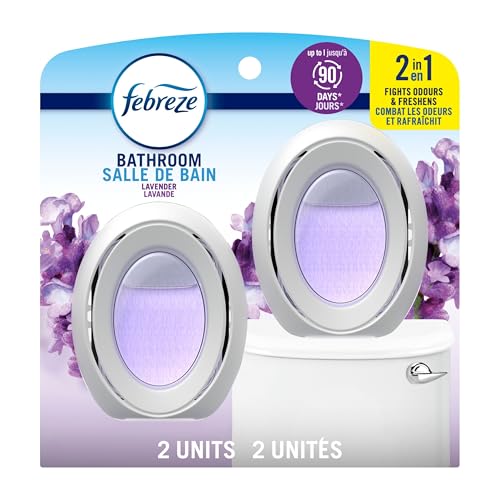 Febreze - Febreze Bathroom Air Freshener, Odor-Fighting, Plug In Alternative, Air Fresheners for Home and Bathroom and Kitchen, Closet Air Fresheners, Lavender Scent, 2 Count