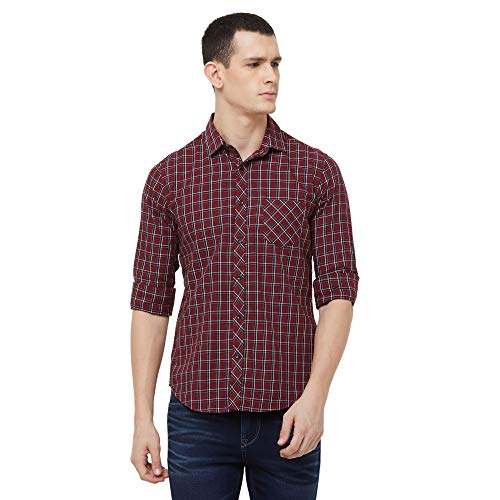 KILLER Men's Checkered Slim fit Casual Shirt (K-8803 Lewis_Olive Green XXL)