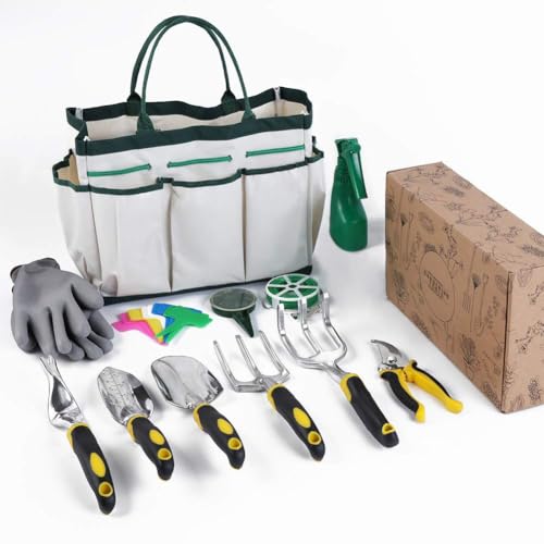 TWZ Garden Tools Set 12 Pcs, Heavy Duty Gardening Starter Kit 4 Seasons Gifts with Fashion Box for Men Women, Include 6Pcs Gardening Essentials Tools, 1 Spray, 30m Tie, 10 Plant Tags, 1 Seeder, 1 Bag TWZ Garden Tools Set 12 Pcs, Heavy Duty Gardening Starter Kit 4 Seasons Gifts with Fashion Box for Men Women, Include 6Pcs Gardening Essentials Tools, 1 Spray, 30m Tie, 10 Plant Tags, 1 Seeder, 1 Bag