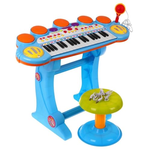 BSD Baby Keyboard Musical Set, gesungene Snare Drums, Lichteffekte, 3 Oktaven, 8 Instrumentenklänge, 6 musikalische Rhythmen - Farbe Blau