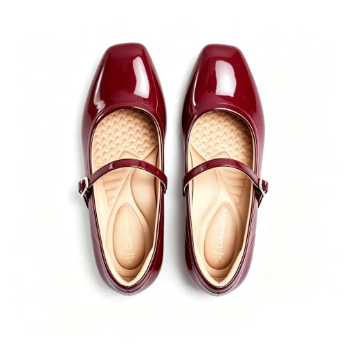Image of Cusolemore Mary Jane Flat Shoes with Arch Support and Hidden Wedge Heel, Women Ballet Flats, Mary Jane Flats, Comfortable Dress Shoes