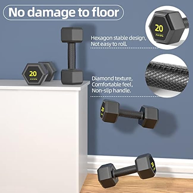 Hex Dumbbells PVC Encase Coating Free Weight Dumbbell Set for Strength Training, Home Gym Fitness and Full Body Workout