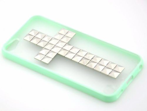 Shapotkina Punk Style DIY MP4 Music Player Case for iPod Touch 5 MP4 Player transparent green Protective Skin with Silver Cross Stud+Westlinke LOGO Stylus