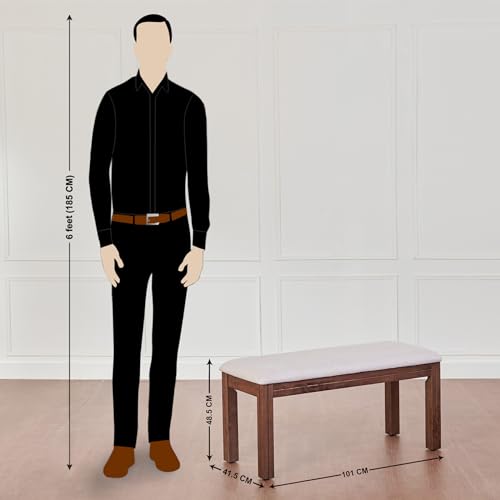 Image of Home Centre | Montoya Fabric Dining Bench | Solid Wood, for Dining Room | Brown | 1 Year Warranty