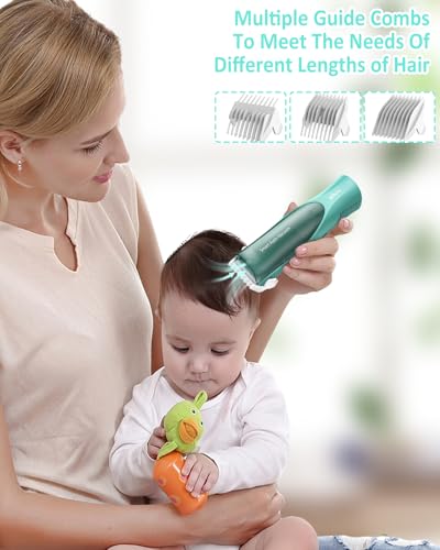 ENSSU Baby Haarschneidemaschine mit automatischem Staubsauger, wiederaufladbarer kabelloser Haarschneider mit zwei Arbeitsmodi