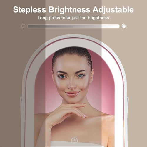 Rechargeable Vanity Mirror with Lights,10"×7.8" Arched LED Makeup Mirror with Lights, Smart Touch Control Dimmable 3 Modes Light up Mirror for Dorm Desk Dressing Room,Gift for Women