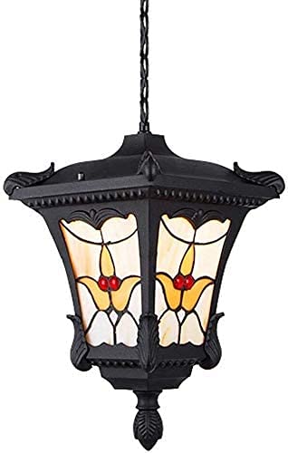 Lámpara de suspensión exterior de vidrio y metal negro lámpara de techo elegante IP44 E27