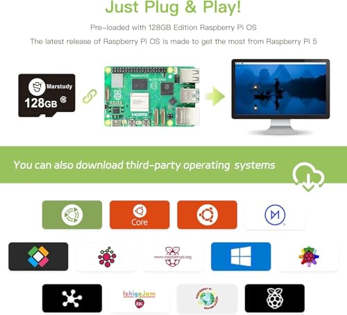Raspberry Pi 5 Ultimate Starter Kit(128GB Edition) (8GB RAM)/Raspberry Pi OS Pre-Installed/Transparent Case/Low Noise Fan&Heatsinks Set / 5A USB-C Power Supply - Image 8