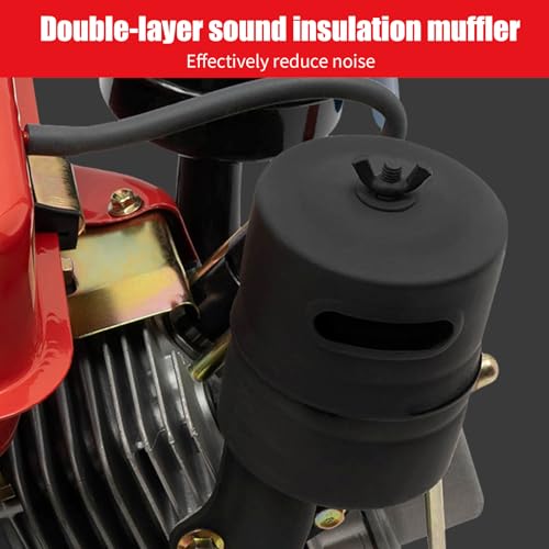 196CC Single-Cylinder Diesel Engine 4-Stroke 3-Horsepower Recoil Start System Diesel Motor Multi-Use Engine for Micro-Tiller Irrigation Machine Lawn Mower Cement Mixer (Red) - Image 5