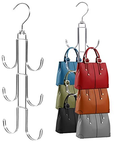 Purse Hanger Organizer for Closet, 2 Pack Handbag Storage Organizer, Hanging Purse Holder for Closet Organization and Space Saving, Accessories Organizer for Bags, Belts, Hats, Scarves, Ties