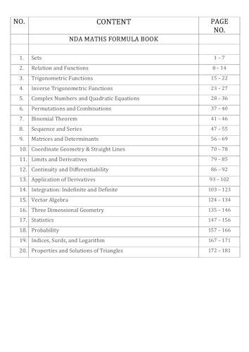 Image of Mission NDA Maths Formula Book (National Defence Academy) : Class 11 and 12 Chapterwise All Possible Formula, Laws, Theorem and concepts with Solved Examples