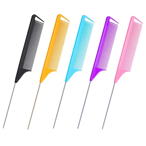 GHPKOTW 5 Pezzi Pettine A Coda, Pettine Professionale Antistatico, Pettine Per Parrucchieri, Pettine Resistenti Al Calore, Pettine Per Meches, Pettine Equilibrante, Per La Casa
