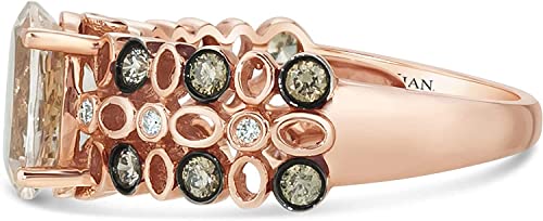 3/8 Carat Diamond And Oval Morganite Engagement Ring For Women In 14K Rose Gold (Fancy Brown/H-I, Si1-Si2, Cttw) Promise Anniversary Ring Size 7 By Levian #TOP3