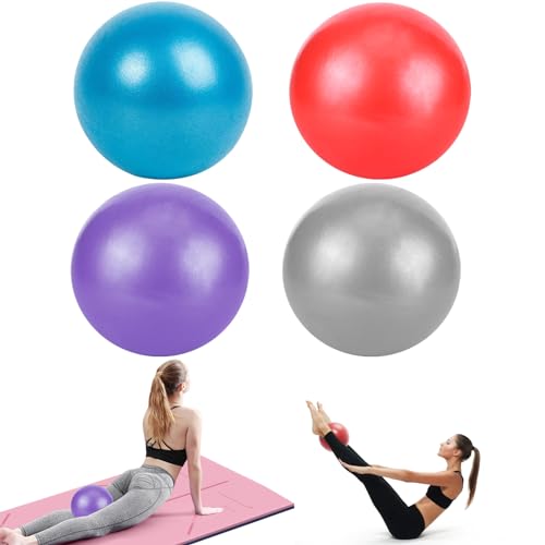 JSMTKJ 4 Stück Gymnastikball Klein Anti Burst Pilates Ball 25cm | Sitzball Trainingsball Soft Yoga Ball Rutschfester | Ideal für Core-Training, Yoga, Barre, Stretching, Pilates