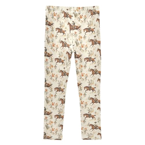 Girls Leggings Soft Toddler Ankle Length Bottoms Cowboys Flower Kids Dance Yoga Pants 4-10 Years2